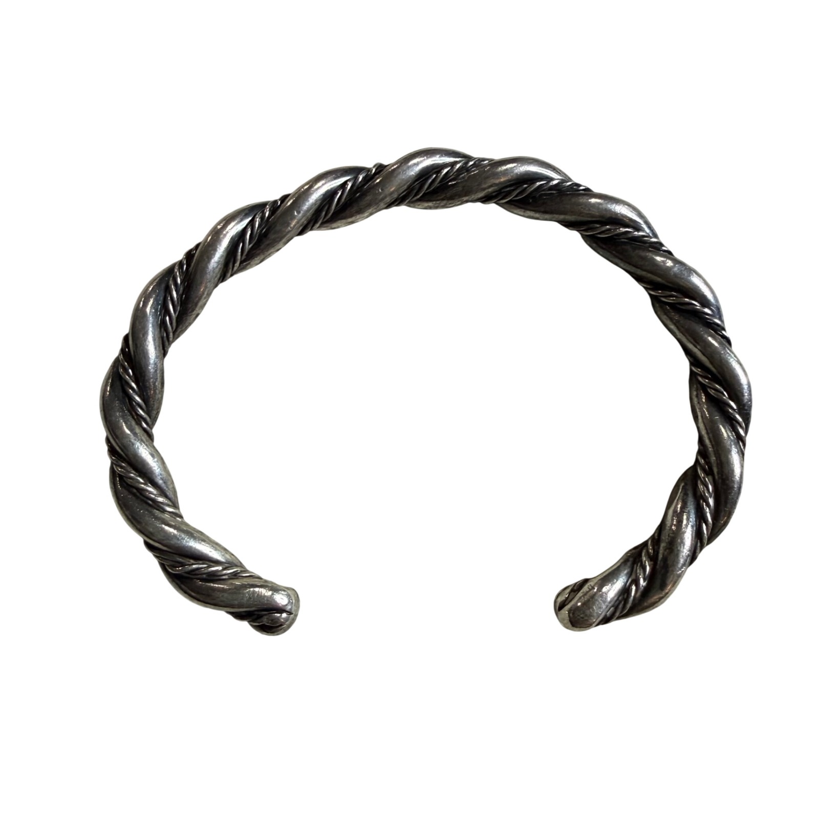 Navajo Sterling Silver Twisted Rope Cuff Bracelet Heavy 32g Southwestern Bangle